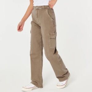 Hollister Ultra High Rise Dad Jeans Brown Cargo Pocket Vintage Stretch 0/25R